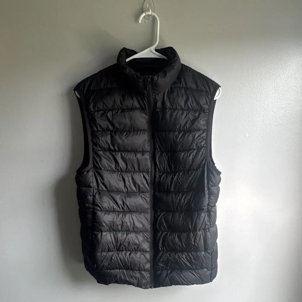 H&M Men's Black Quilted Puffer Vest Full Zip Windproof Water Repellent M